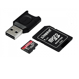 Kingston Canvas React Plus - Tarjeta de memoria flash (adaptador microSDXC a SD Incluido) - 64 GB - A1 / Video Class V90 / UHS-II U3 / Class10 - microSDXC UHS-II