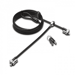 Kensington - MicroSaver®2.0 - Candado con llave - Candado de doble cabezal - Llaves entregadas: 2 piezas - Largo: 2.40 mts - Conectividad T Bar - Color: negro. plata