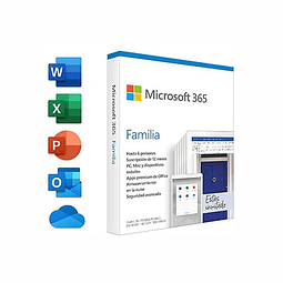 Microsoft Office 365 Familia, Formato Digital: hasta 6 usuarios, suscripción por 12 meses