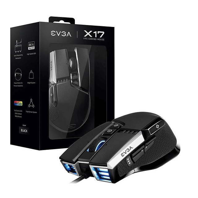 EVGA Mouse Alámbrico-X17 Black (903W1-17BK-K3)
