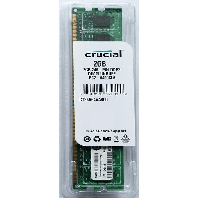 Memoria DDR2 SDRAM 2GB DIMM 800 MHz CT25664AA800 (Reacondicionado)