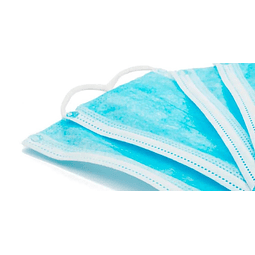 Mascarilla Desechable Celeste / Tres capas/ con lazo para oreja / 175 x 95 mm/ caja con 50 unidades
