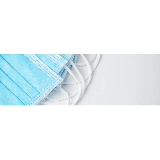 Mascarilla Desechable Celeste / Tres capas/ con lazo para oreja / 175 x 95 mm/ caja con 50 unidades