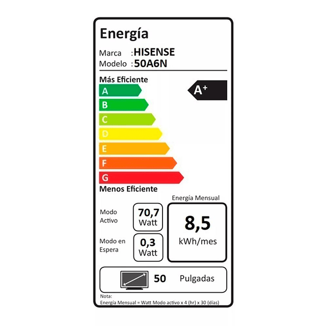 Smart TV Hisense 50" 4K UHD  50A6N (Nuevo caja dañada)