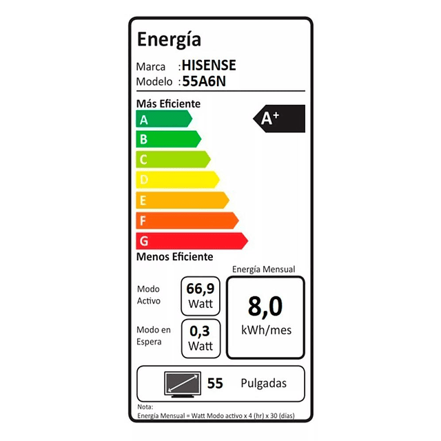 Smart TV Hisense 55" 4K UHD  55A6N (Nuevo caja dañada)