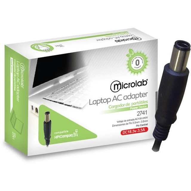 Cargador Portatil Laptop AC Compatible  HP/  18.5V 3.5A/ Microlab 2741 (Reacondicionado)
