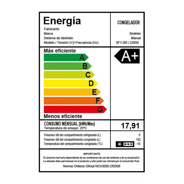 Refrigerador Vertical  Frio directo SFV-205S 162 Lt/ Sindelen/ Gris (Nuevo caja dañada)