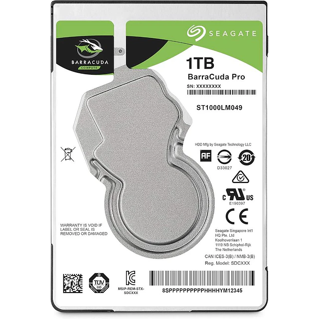 Disco duro Barracuda de 2.5" de 1TB ST1000LM049 (SATA 6Gb/s/128MB/7200 RPM) Reacondicionado