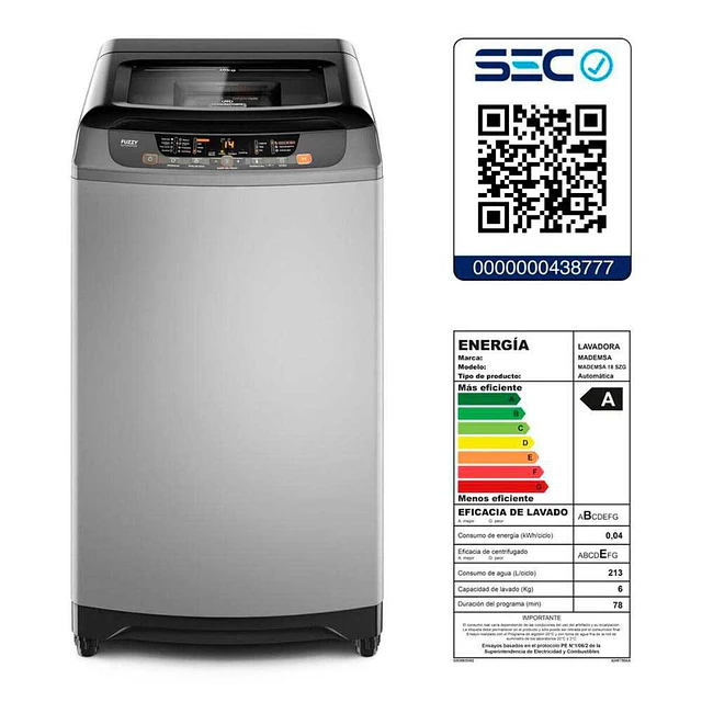 Lavadora Automática Mademsa 18SZG 18 kg (Nuevo caja dañada)