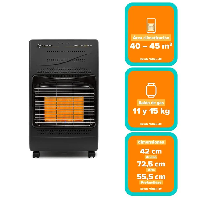 Estufa a Gas Mademsa VITTALE 40 15 KL Negro (Nuevo caja dañada)