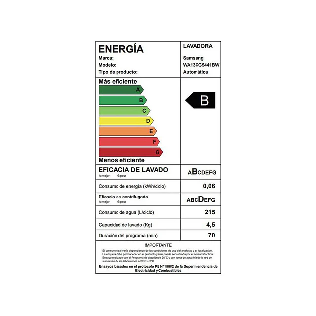 Lavadora Automática Samsung WA13CG5441BWZS 13 Kg/ Blanco (Nuevo caja dañada)