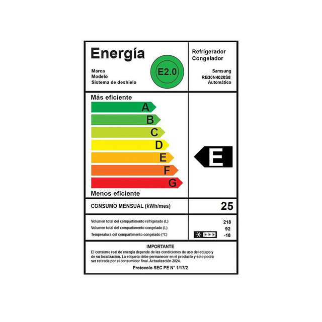 Refrigerador No Frost Samsung RB30N4020S8/ZS 290 L (Nuevo caja dañada)