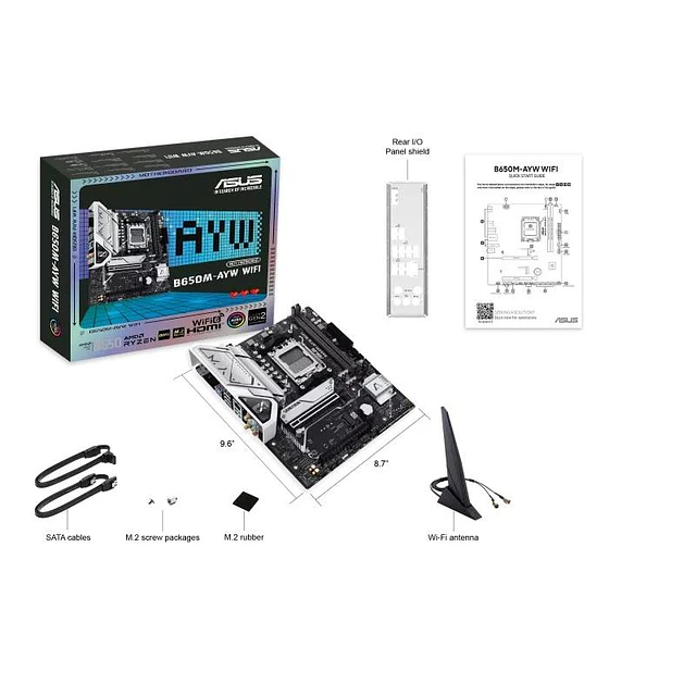 ASUS TARJETA MADRE B650M-AYW/ AM5/WIFI/ MICROATX/ DDR5/ RYZEN