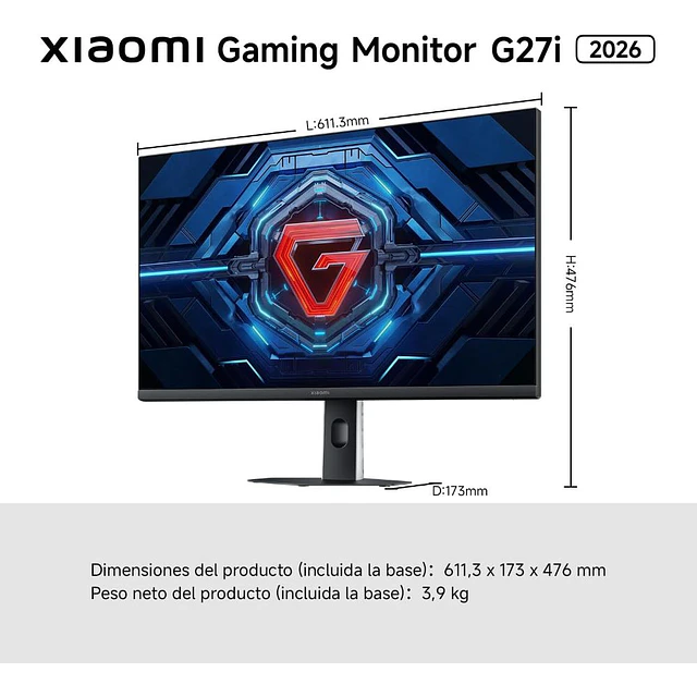 Monitor  XIAOMI Gaming G27i  27", 200Hz, 1ms GTG, FreeSync Premium, HDR400, Fast IPS, 100% sRGB, 95% DCI-P3
