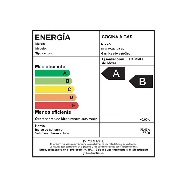 Cocina a gas Midea MFO-MG20TC 4 quemadores (Nuevo caja dañada)