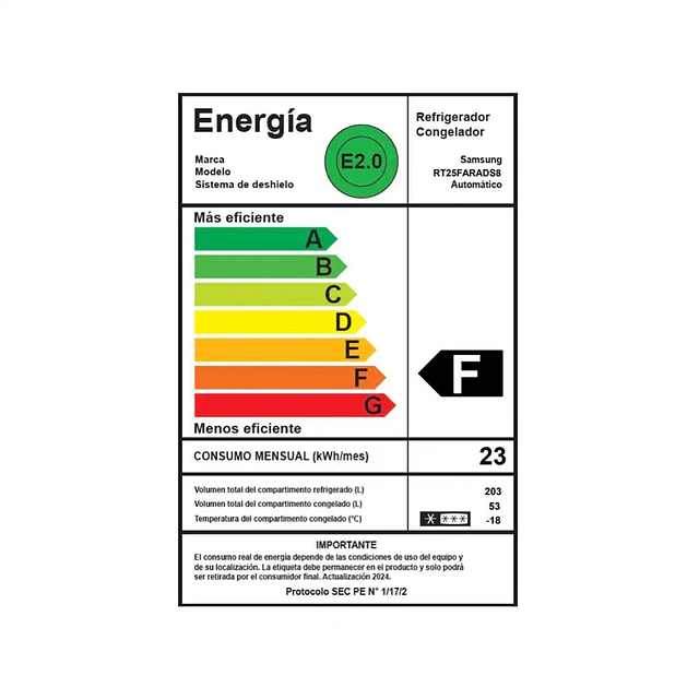 Refrigerador No Frost RT25FARADS8/  256L/ Gris/ Samsung  (Nuevo con caja dañada)