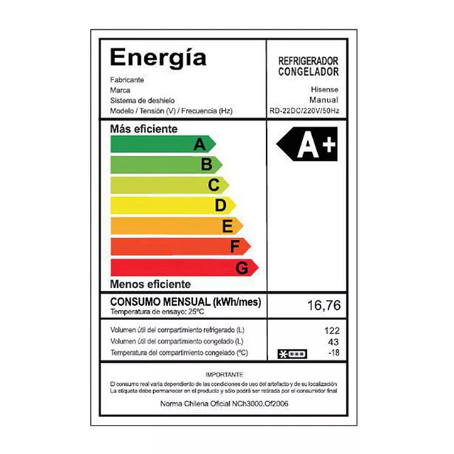 Refrigerador Bottom Freezer RD-22DC 165 Lt/ Hisense/ Gris (Nuevo caja dañada)