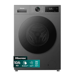 Lavadora Secadora Carga Frontal Hisense WD1i1041BT   /  10/6 Kg Titanium  (Nuevo caja dañada)