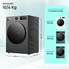 Lavadora Secadora Carga Frontal Hisense WD1i1041BT   /  10/6 Kg Titanium  (Nuevo caja dañada)