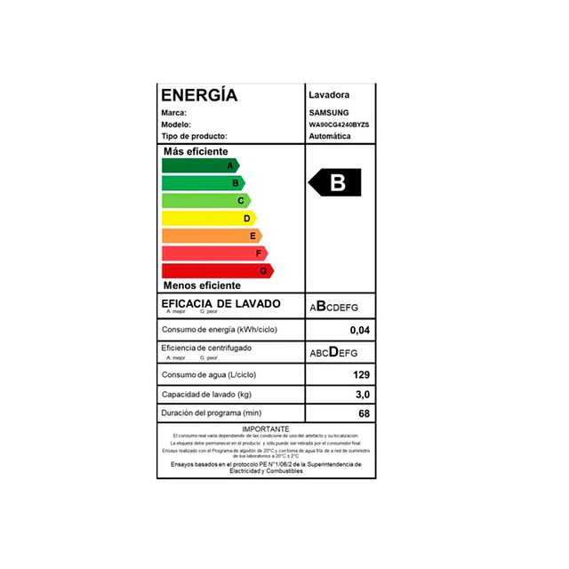 Lavadora Automática Samsung WA90CG4240BYZS / 9 kg/  (Nuevo caja dañada)