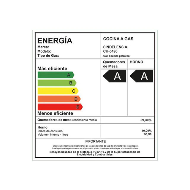 Cocina a Gas Sindelen CH-5490NI 4 Quemadores (Nuevo caja dañada)