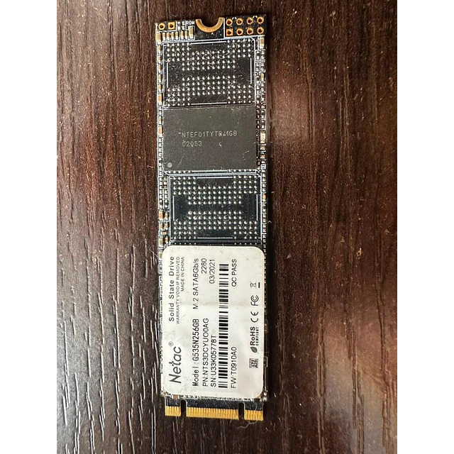 Disco SSD M.2 2280 SATA III 256GB Netac N535N (NTS3DCYU00AG) (REACONDICIONADO)