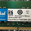 Memoria 16GB  RAM Crucial Basics DDR4, 2666MHz, CL19, SO-DIMM, CB16GS2666.C8FT