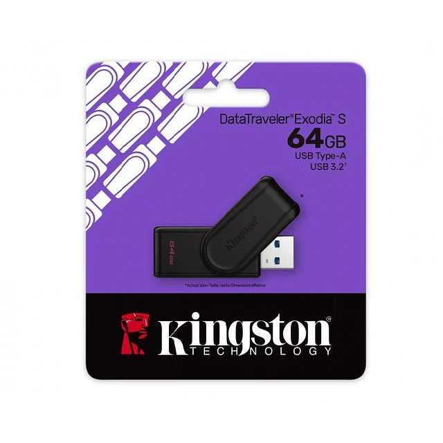 Memoria USB Kingston DTXS/64GB, Exodia S 64GB, USB-A 3.0, Negro