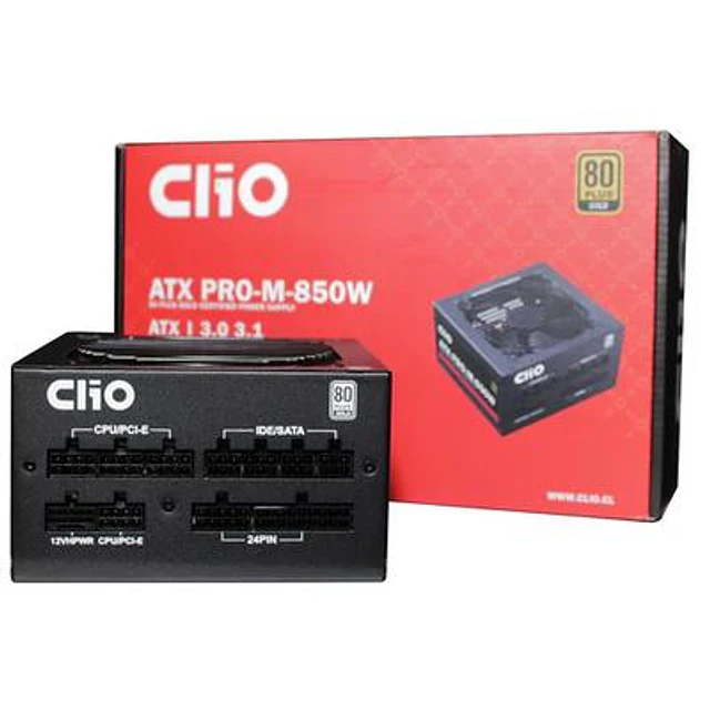 Fuente de poder Clio ATX PRO-M-850W-FM GOLD 80 PLUS Y MODULAR