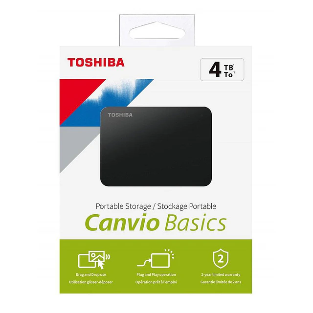 Disco Duro Toshiba 4TB Externo Canvio Basics Black