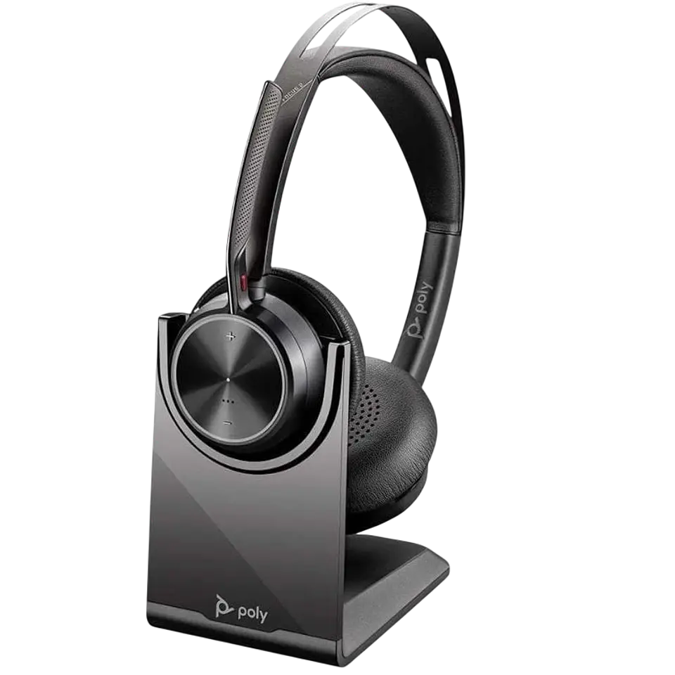 PolyVoyager Focus 2 - Auriculares inalámbricos con adaptador USB-C + Soporte de carga 1