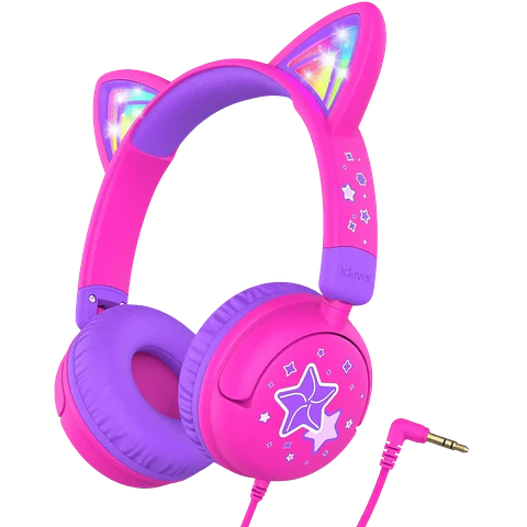 iClever Wired Kids Headphones Cat Ear, HS25, Hot Pink