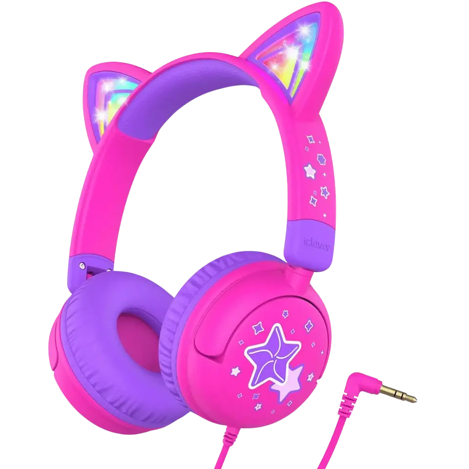 iClever Wired Kids Headphones Cat Ear, HS25, Hot Pink 1
