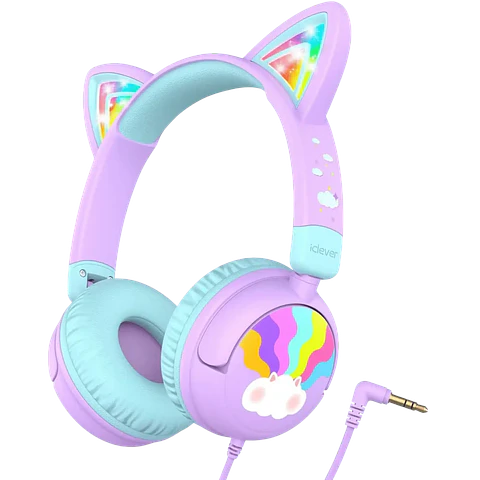 iClever Wired Kids Headphones Cat Ear, HS25, Purple