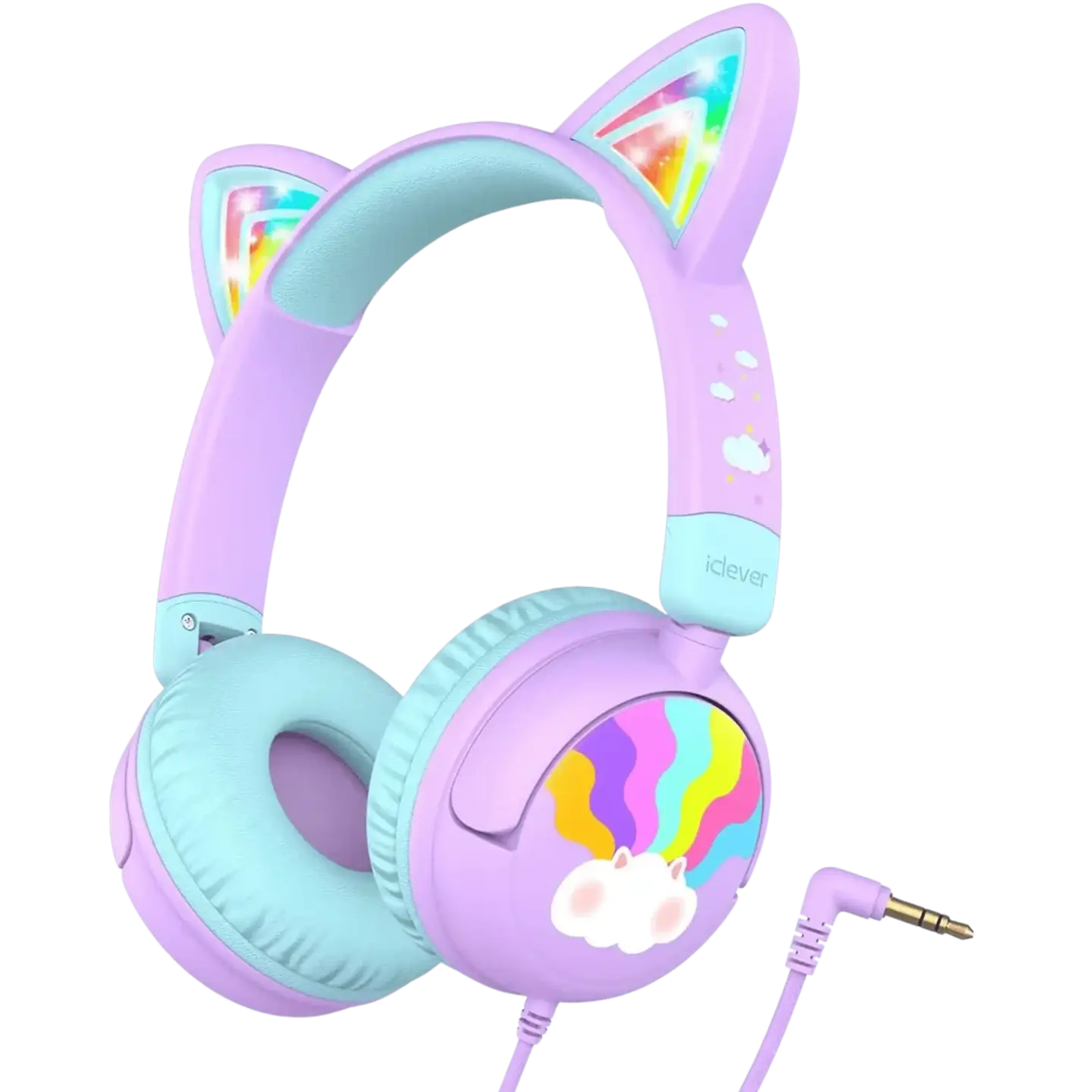 iClever Wired Kids Headphones Cat Ear, HS25, Purple 1