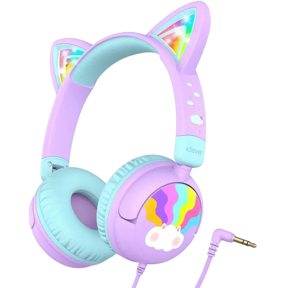 iClever Wired Kids Headphones Cat Ear, HS25, Purple 1