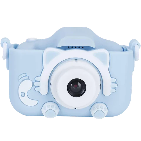 Cámara Digital Para Niños K1C Versión Mejorada 600mAh Funda Gato Azul