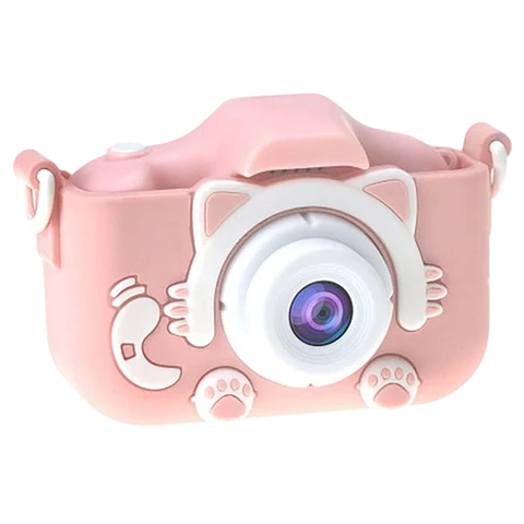 Cámara Digital Para Niños K1C Versión Mejorada 600mAh Funda Gato Rosa
