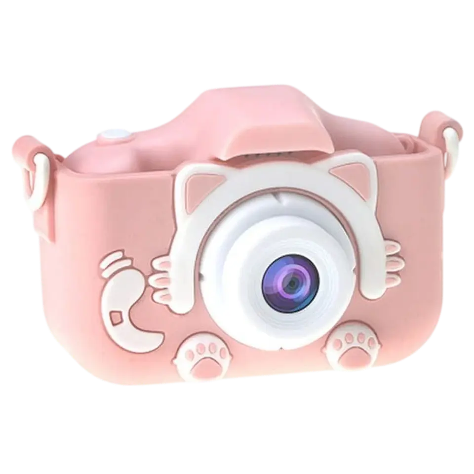 Cámara Digital Para Niños K1C Versión Mejorada 600mAh Funda Gato Rosa 1