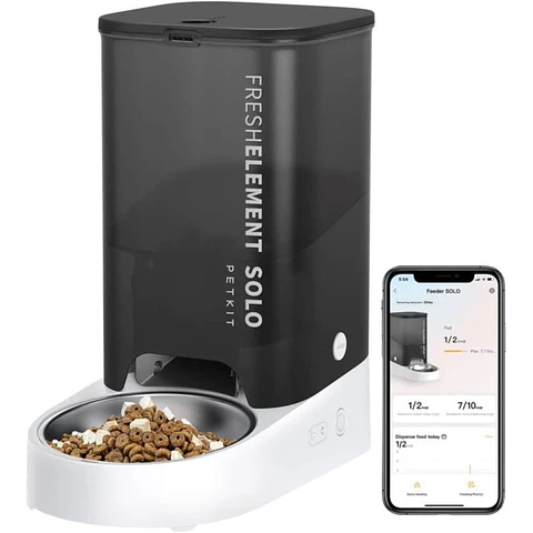 PETKIT Fresh Element SOLO Gris - Comedero Inteligente Para Mascotas - Dispensador Programable con APP de 1 a 10 Comidas Diarias