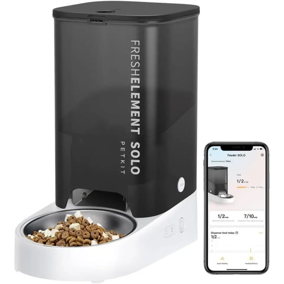 PETKIT Fresh Element SOLO Gris - Comedero Inteligente Para Mascotas - Dispensador Programable con APP de 1 a 10 Comidas Diarias 1