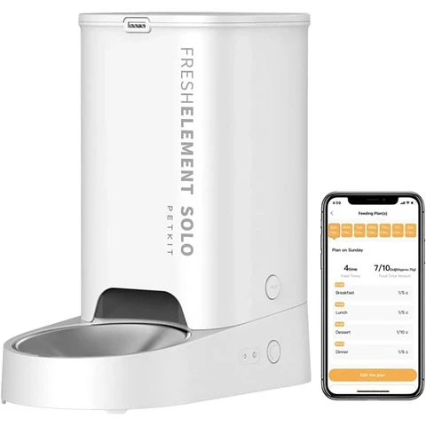 PETKIT Fresh Element SOLO Blanco - Comedero Inteligente Para Mascotas - Dispensador Programable con APP de 1 a 10 Comidas Diarias