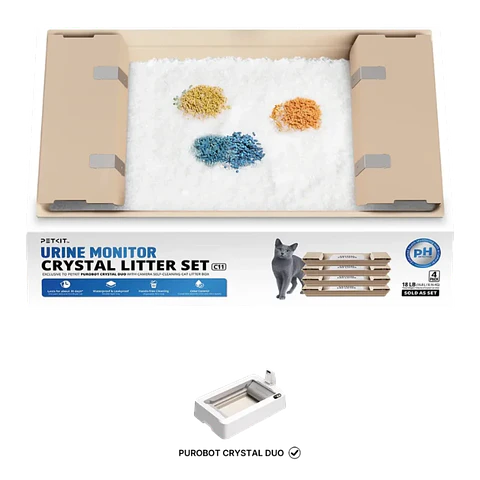 PETKIT Set de Arena para Gatos con Monitoreo de Orina + Bandejas Reemplazables para Purobot Crystal Duo (Pack x4)