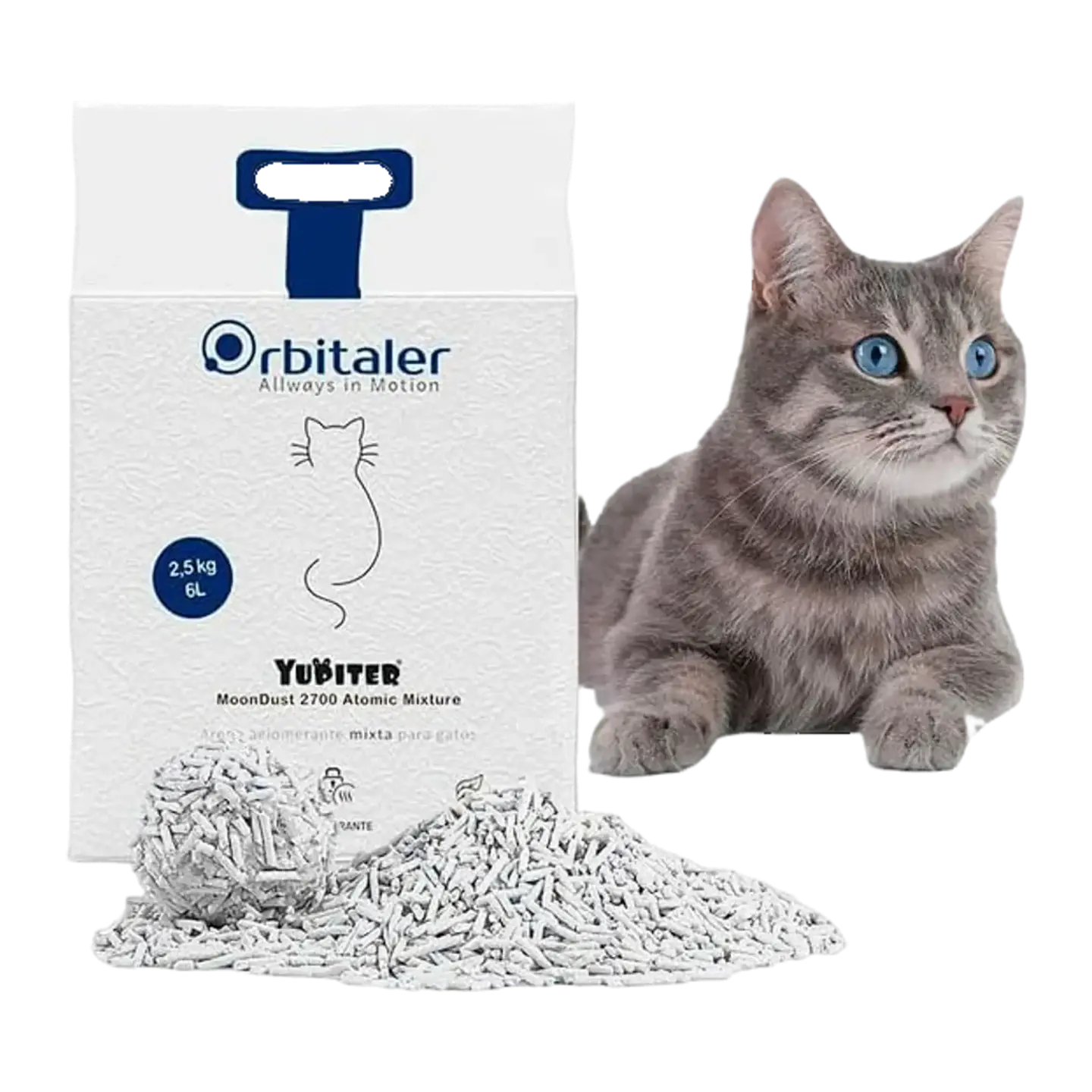 Oribitaler Yupiter® MoonDust 2700 Fantastic Tofu arena aglomerante para gatos, soluble en agua, máximo control de olores y 100% natural 1