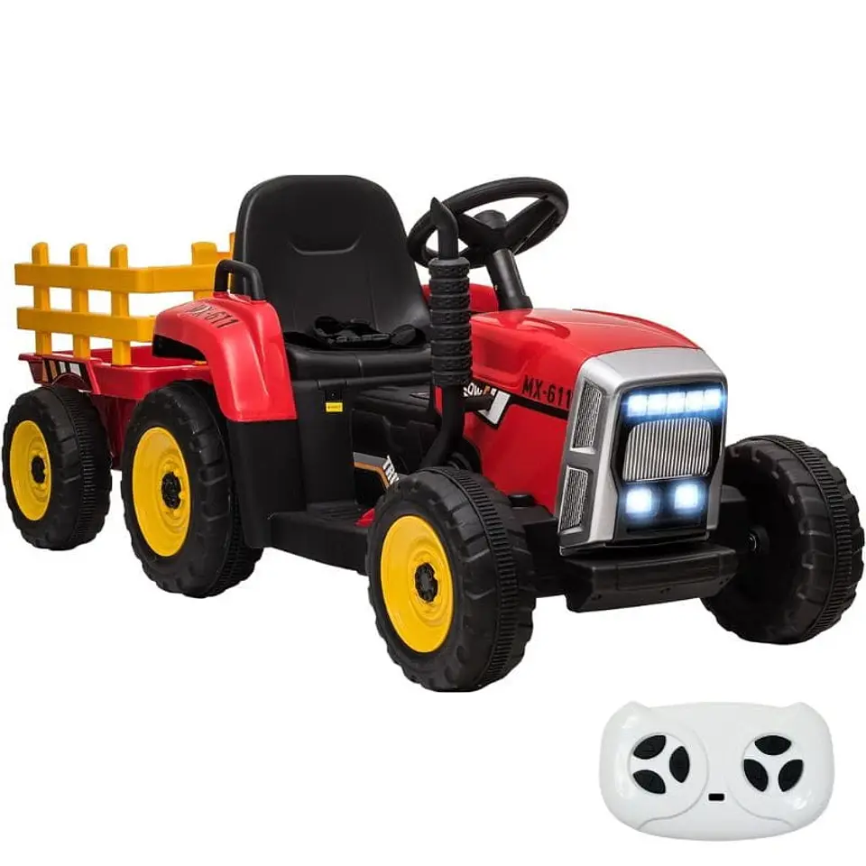 Tractor Ceres con remolque 12V Rojo - Coche eléctrico para niños 1