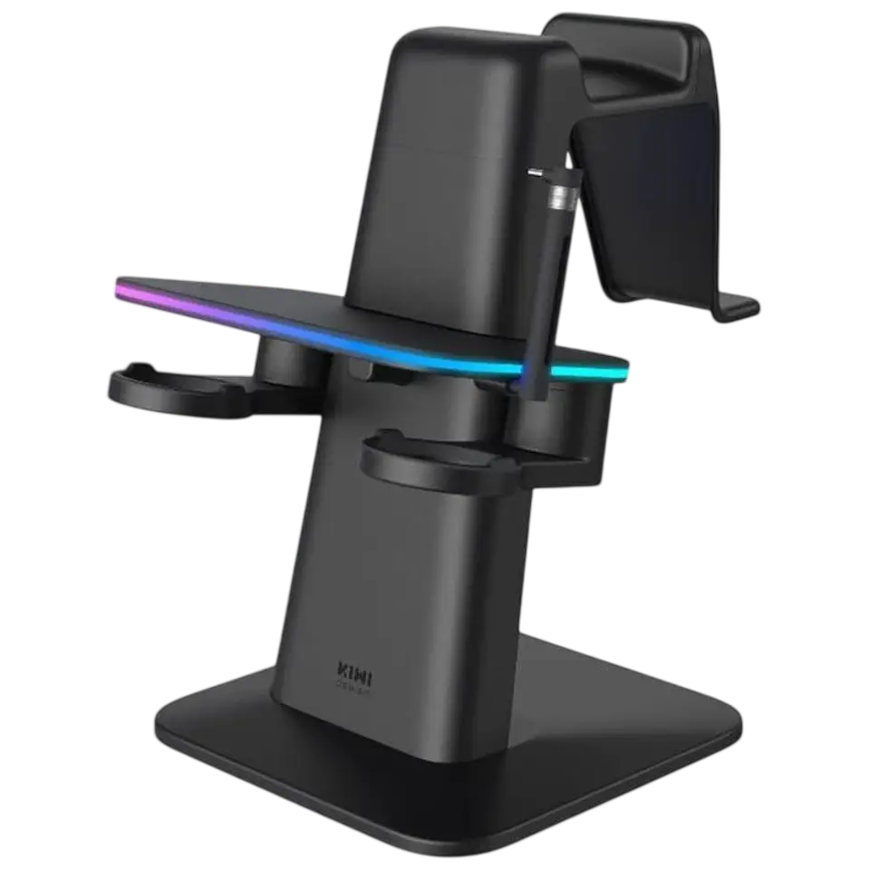 Soporte Vertical Kiwi Design QC03 RGB Carga magnética para Meta Quest 3/Quest 2/Quest PRO Negro 1