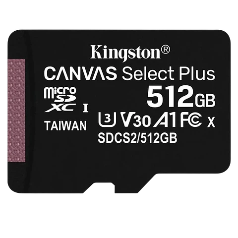 Kingston Canvas Select Plus 512 GB Clase 10 UHS-I U3 V30 Negro