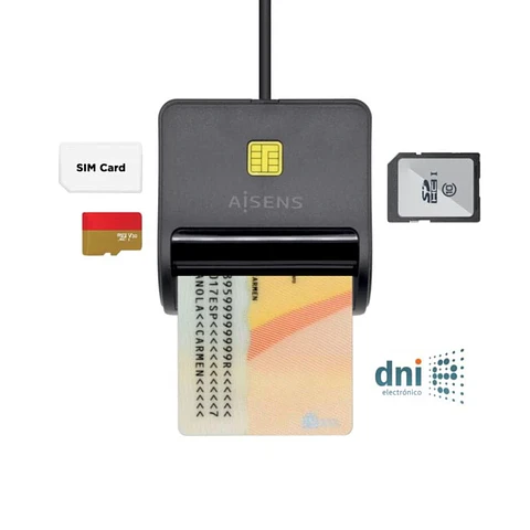 AISENS ASCR-SN02SD-BK lector de tarjetas inteligente