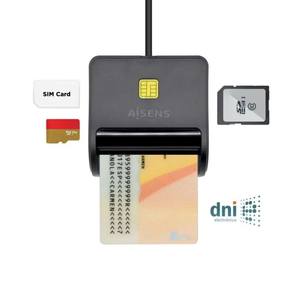 AISENS ASCR-SN02SD-BK lector de tarjetas inteligente 1