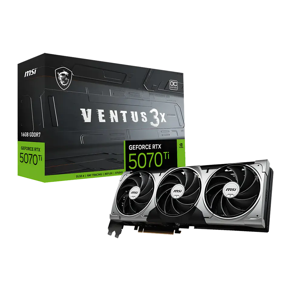 Tarjeta gráfica MSI GeForce RTX 5070 Ti Ventus 3X OC 16GB GDDR7 1